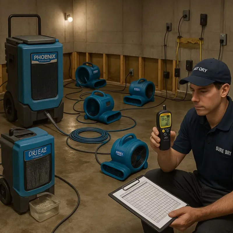 Structural Drying and Dehumidification process in Rolesville, NC
